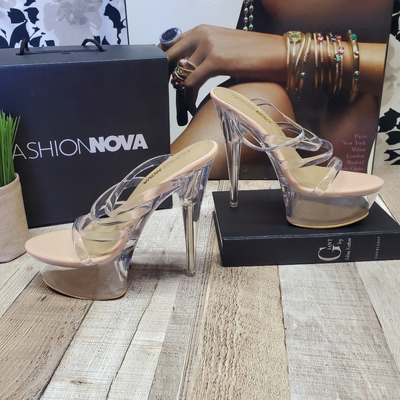 FASHION NOVA | Have A Taste (Snack) Extreme Platform Mules in Clear Nude sz 7 - Picture 6 of 12